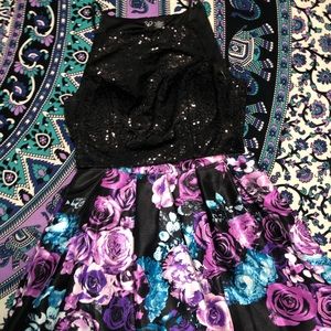 Two-Piece Floral Sequin Homecoming Dress